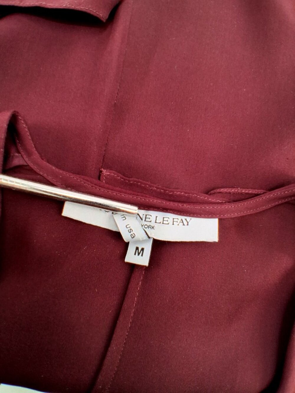 Morgane Le Fay Burgundy Silk Asymmetric V-Neck Draped Handkerchief Hem Dress M - Picture 9 of 15
